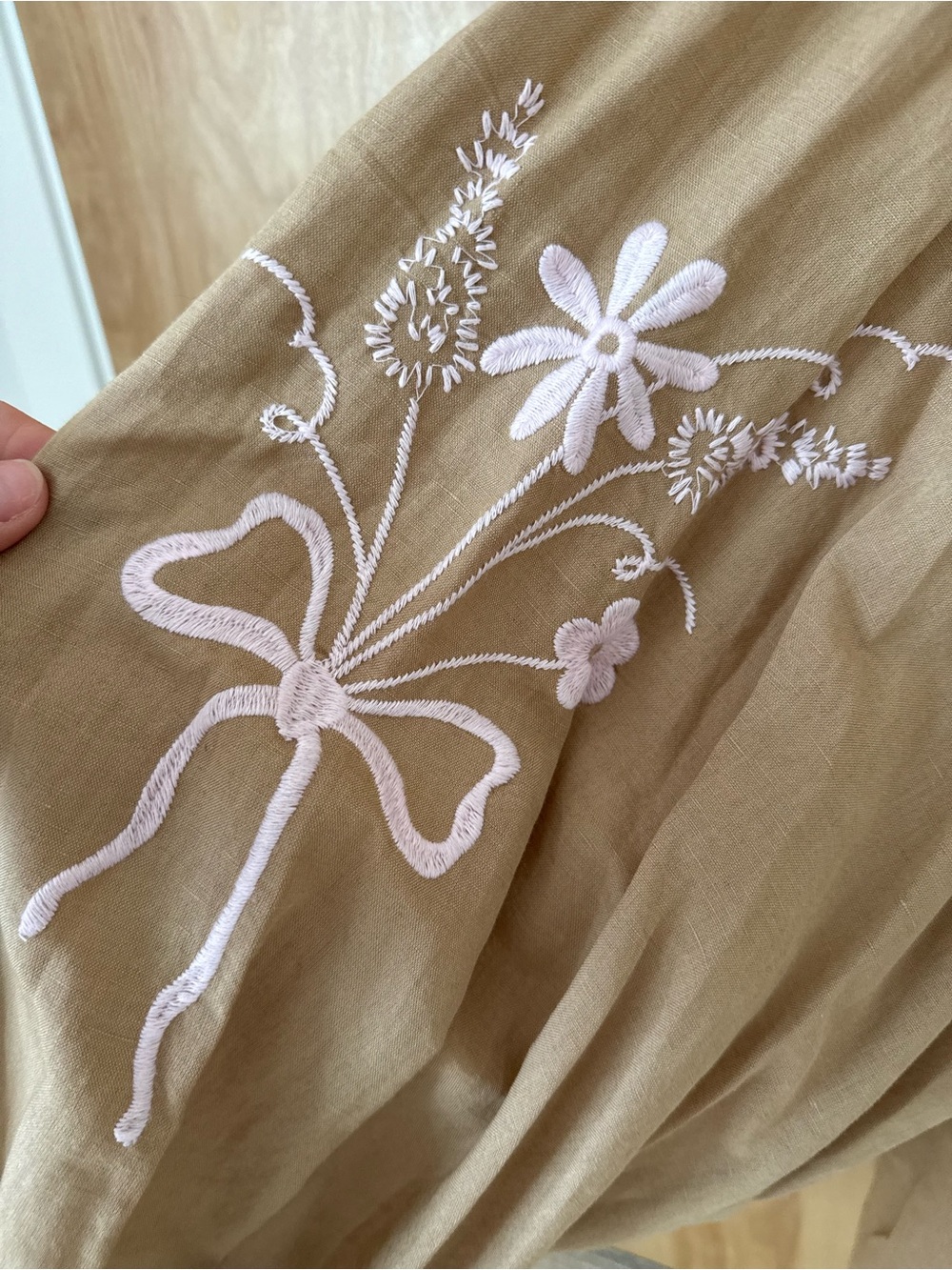 Sissel Edelbo Tan Embroidered Bow Peasant Blouse - Picture 3 of 5